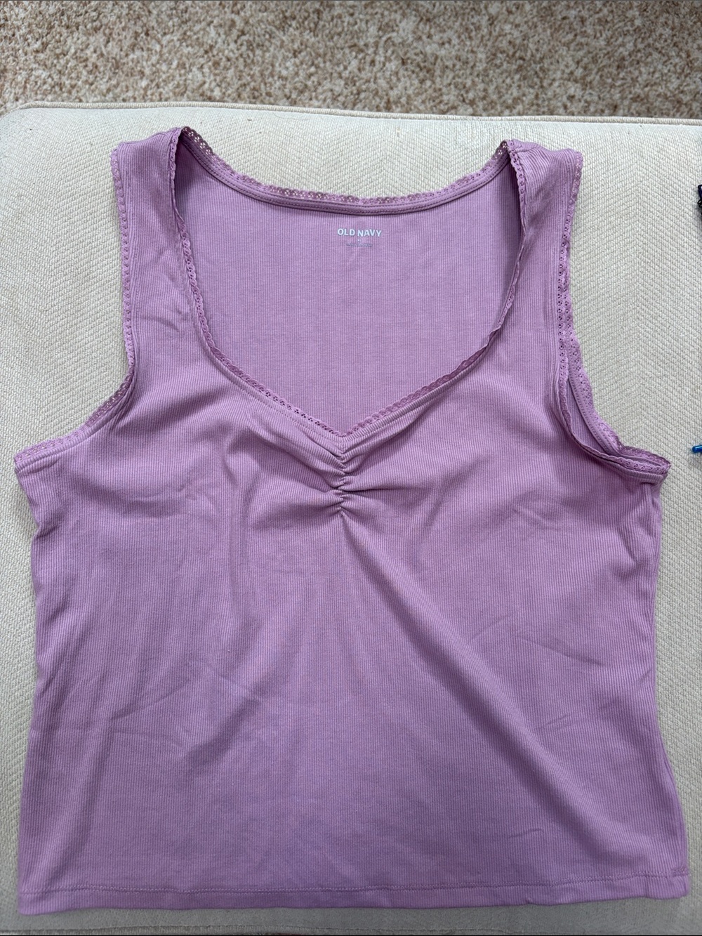 Old Navy Mauve V-Neck Ruched Tank Top